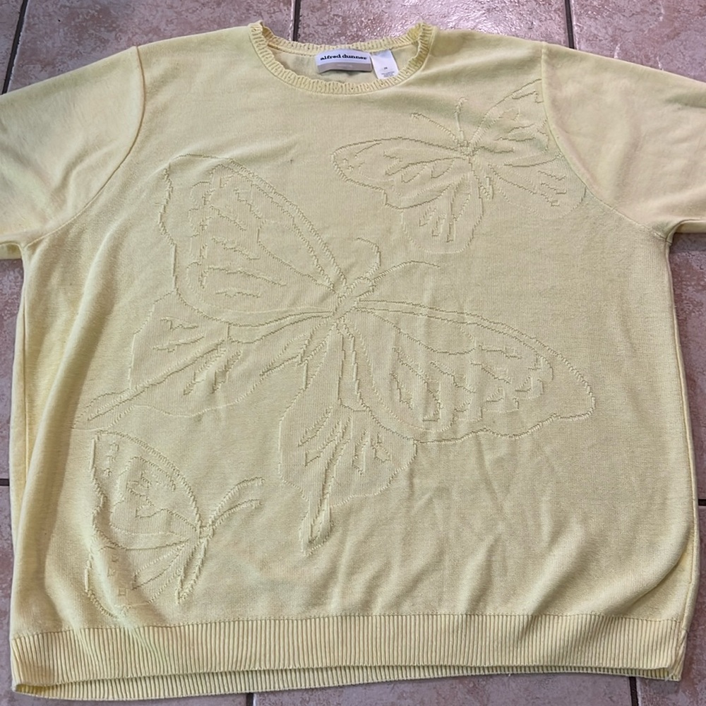 Alfred Dunner Butter Yellow Knit Butterfly Front Sweater, Sz‎ 2X